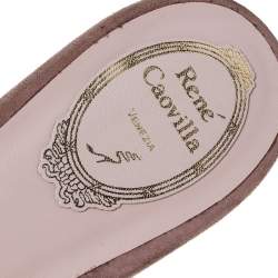 Pre Owned  René Caovilla Pink Embellished Satin Flat Slides Size 41