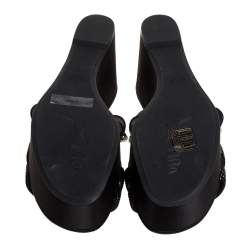 René Caovilla Black Crystal Embellished Suede Leather Lucia Wedge Platform Sandals Size 37