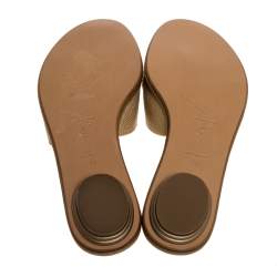 Pre Owned حذاء بإصبع سلايدز رينيه كوفيلا فلات ساتان زخرفة كريستال وجلد ذهبى مقاس 36