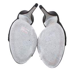 Pre Owned حذاء سلايد رينيه كوفيلا مزخرف كريستال شيفون أسود مقاس 37