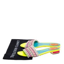 Pre Owned صندل سلايد فلات إصبع رينيه كوفيلا قماش ق طن مجدول متعدد الألوان مقاس 40