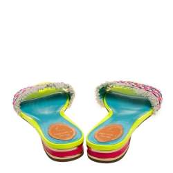 Pre Owned صندل سلايد فلات إصبع رينيه كوفيلا قماش قطن مجدول متعدد الألوان مقاس 40