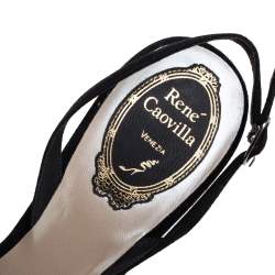 Pre Owned René Caovilla Black Suede Peonia Slingback Sandals Size 37