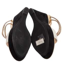 Pre Owned صندل رينيه كوفيلا كعب روكي سير حرف تي مزخرف كريستال كارونغ أبيض مقاس 38.5