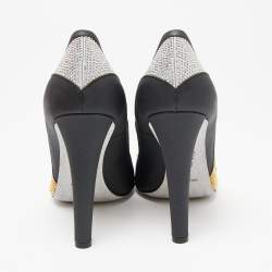 René Caovilla Black Leather Crystal Embellished Pointed Pumps Size 41