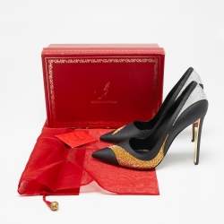 René Caovilla Black Leather Crystal Embellished Pointed Pumps Size 41