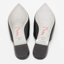 Rene Caovilla Black Leather Crystal Embellished Pointed Toe Flat Mules Size 39.5