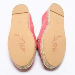 Pre Owned René Caovilla Pink Suede Crystal Embellished Espadrille Flats Size 42
