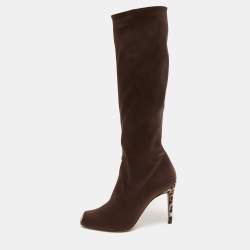 René Caovilla Brown Nylon Knee Length Boots Size 39