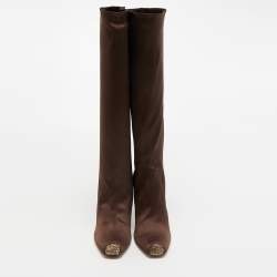 René Caovilla Brown Nylon Knee Length Boots Size 39