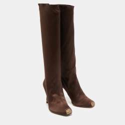 René Caovilla Brown Nylon Knee Length Boots Size 39