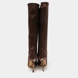 René Caovilla Brown Nylon Knee Length Boots Size 39