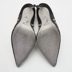 Rene Caovilla Black Suede and Mesh Decollete Pumps Size 39