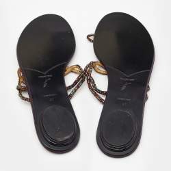 Pre Owned Rene Caovilla Purple/Multicolor Crystal Embellished Satin Toe Ring Flats Size 41