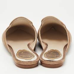 مملوكة مسبقًا René Caovilla Brown Satin and Crystal Embellished Mules Size 38