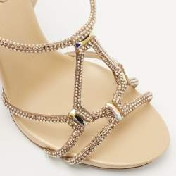 Pre Owned صندل رينيه كوفيللا فينيزيا كريستال وجلد بيج بحزام للكاحل مقاس 36