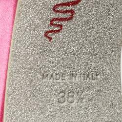 Pre Owned René Caovilla Pink Satin Cleo Crystal Embellished Sandals Size 38.5