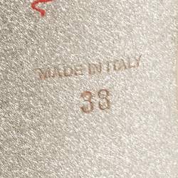 مملوكة مسبقًا René Caovilla Cream Croc Embossed Leather Crystal Embellished Slide Sandals Size 38