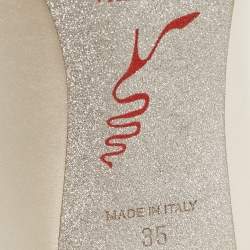 Pre Owned René Caovilla White Satin Crystal Embellished Sylvie Platform Pumps Size 35