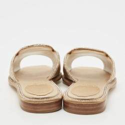 René Caovilla Metallic Gold Leather Mules Size 36