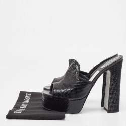 René Caovilla Black Python Slide Sandals Size 41