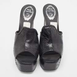 René Caovilla Black Python Slide Sandals Size 41