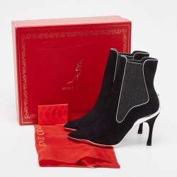 Pre Owned René Caovilla Black Suede and Fabric Ankle Boots Size 38