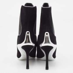 Pre Owned René Caovilla Black Suede and Fabric Ankle Boots Size 38