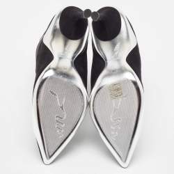 Pre Owned René Caovilla Black Suede and Fabric Ankle Boots Size 38