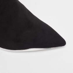 Pre Owned René Caovilla Black Suede and Fabric Ankle Boots Size 38