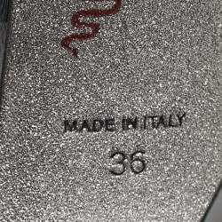 Pre Owned Rene Caovilla Blue Crystal Embellished Leather Cleo Sandals Size 36