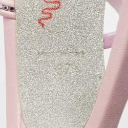 Pre Owned René Caovilla Purple  Leather Cleo Ankle Strap Sandals Size 37