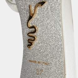 Pre Owned Rene Caovilla Pearl White Crystal Embellished Leather Cleo Sandals Size 37