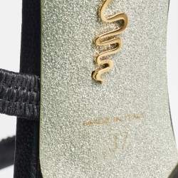 René Caovilla Black Crystal Embellished Satin Cleo Ankle Wrap Sandals Size 37  