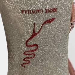 مملوكة مسبقًا René Caovilla Pink Crystal Embellished Satin Cleo Sandals Size 37.5