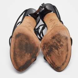 مملوكة مسبقًا صندل حزام الكاحل ستان أسود رينيه كوفيلا مقاس 39