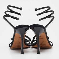 مملوكة مسبقًا صندل حزام الكاحل ستان أسود رينيه كوفيلا مقاس 39