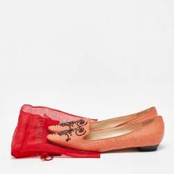 René Caovilla Orange Raffia Smoking Slippers Size 40