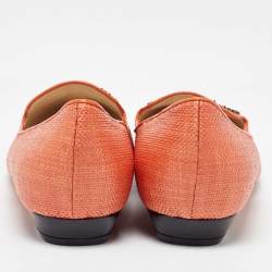 René Caovilla Orange Raffia Smoking Slippers Size 40
