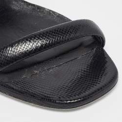 Pre Owned René Caovilla Black Textured Leather Crystal Embellished Cleo Sandals Size 38