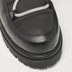 Pre Owned René Caovilla Black Leather and Nylon Ankle Length Boots Size 41