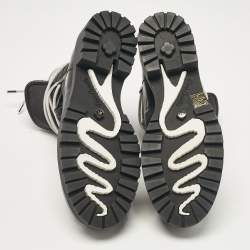 Pre Owned René Caovilla Black Leather and Nylon Ankle Length Boots Size 41