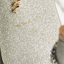 مملوكة مسبقًا René Caovilla Silver Leather Cleo Ankle Strap Sandals Size 38