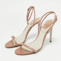 René Caovilla Metallic Leather Ellabrita Slingback Sandals Size 39