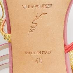 Pre Owned René Caovilla Multicolor Satin Cleo Ankle Strap Sandals Size 40