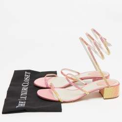 Pre Owned René Caovilla Multicolor Satin Cleo Ankle Strap Sandals Size 40