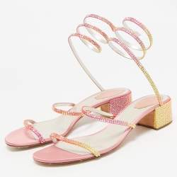 Pre Owned René Caovilla Multicolor Satin Cleo Ankle Strap Sandals Size 40