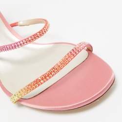 Pre Owned René Caovilla Multicolor Satin Cleo Ankle Strap Sandals Size 40