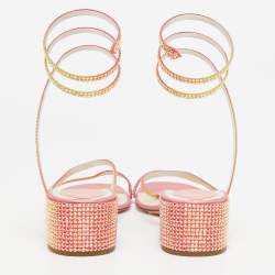 Pre Owned René Caovilla Multicolor Satin Cleo Ankle Strap Sandals Size 40