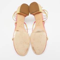 Pre Owned René Caovilla Multicolor Satin Cleo Ankle Strap Sandals Size 40